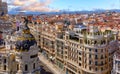 Madrid, Spain. Downtown district Calle de Alcala Gran Via street Royalty Free Stock Photo