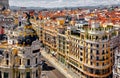Madrid, Spain. Famous street Gran Via top view Royalty Free Stock Photo