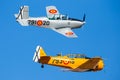 Madrid, Spain- February 5, 2023: Air show of vintage airplanes over the sky of Madrid.