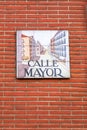 Ceramic tile street name sign boards in Madrid, Spain, Calle Mayor