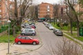 MADRID, SPAIN - FEBRUARY 17, 2020: Courtyard in the modern part of the city of Madrid