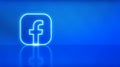 Madrid, Spain - February 02, 2021: Facebook logo in neon with space for text and graphics