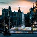 Fountain of the goddess Cibeles, one of the main monuments in the center of Madrid, Spain