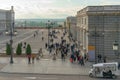 Madrid, Spain - February 13, 2020: La Almudena Cathedral and the Royal Palace