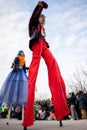 Madrid Spain February 18, 2023: Long Live Carnival! Costumes and Joy in the Streets of Madrid