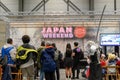 Madrid, Spain, February 11, 2023: Stage with sign reading Japan Weekend