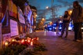 Vigil for Navalny in front of Russian Embassy in Madrid. Protest in memory of Navalny.