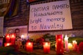 Vigil for Navalny in front of Russian Embassy in Madrid. Protest in memory of Navalny.