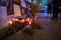 Vigil for Navalny in front of Russian Embassy in Madrid. Protest in memory of Navalny.