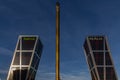 He Gate of Europe towers Spanish: Puerta de Europa, twin office buildings at Plaza Castilla in Madrid Royalty Free Stock Photo