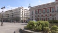 `Puerta del Sol` square in Madrid with fewer people than usual due to the state of alarm