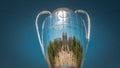 A huge balloon installation of the UEFA Championships trophy in Madrid, Spain