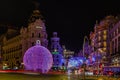 Illuminated Gran Via in Madrid for the holiday season with amazing light shows