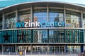 Madrid, Spain, January 12, 2023: Facade of palace of sports Wizink Center, events venue