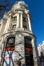 Gran Via and Metropolis Building in City of Madrid, Spain Royalty Free Stock Photo