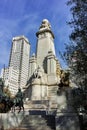 Monument to Cervantes and Don Quixote and Sancho Panza at Spain Square in City of Madrid