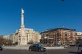 Monument to Columbus and Columbus towers at Plaza de Colon in City of Madrid, Spain