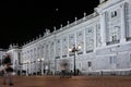 Night view of the facade of the Royal Palace of Madrid Royalty Free Stock Photo