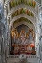 Pipe organ at Cathedral of Saint Mary the Royal of La Almudena. Madrid, Spain Royalty Free Stock Photo