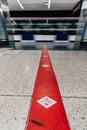 Madrid Spain - January 2021: underground passing by with a red line in the middle