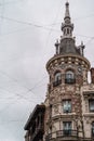 View of the Edificio Meneses and Casa de Allende on an overcast day