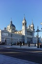 View of facade of Almudena Cathedral in City of Madrid