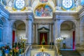 MADRID, SPAIN, JANUARY 9, 2016: View of the main decorated lobby with a staircase in the Royal Palace of Madrid. It is Royalty Free Stock Photo