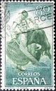 Spanish bullfighting in blue stamp