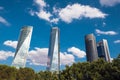 Madrid, Spain - July 15, 2018: Financial district Four skyscraper tower in Cuatro Torres Business Area, in Madrid, Spain. Royalty Free Stock Photo