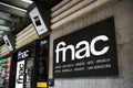 Fnac logo on Fnac building. Fnac is a large French retail chain selling cultural and electronic products