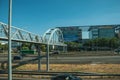Footbridge for pedestrians over highway in Madrid