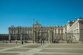 Square in front the Royal Palace with iron fence at Madrid