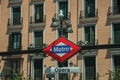 Signboard of Opera Metro Station entrance in Madrid