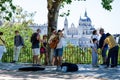 Street musician on Mirador de la MontaÃ±a de PrÃ­ncipe PÃ­o in Madrid, Spain Royalty Free Stock Photo