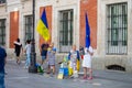 Support Ukraine action on Gate of the Sun in Madrid, Spain