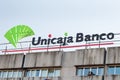 Unicaja banco logo on Unicaja bank office
