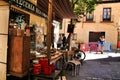 Antique stalls in the streets of The letters district in Madrid