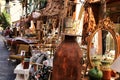 Antique stalls in the streets of The letters district in Madrid