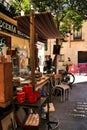 Antique stalls in the streets of The letters district in Madrid