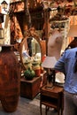 Antique stalls in the streets of The letters district in Madrid