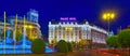 Neptune Fountain Fuente de Neptuno and The Westin Palace Hotel Royalty Free Stock Photo