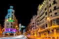 Madrid, Spain - June 3, 2013: Night Grand Via in Madrid