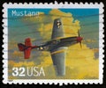 Classic American Aircraft: Mustang in vintage stamp