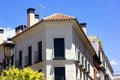 Madrid, Spain. June 1, 2022. White apartment building, residential house facade. Royalty Free Stock Photo