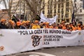 Madrid Spain; March 20, 2022: Demonstration of the rural world in Madrid. Hundreds of thousands of protesters march against the Royalty Free Stock Photo