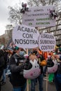 Madrid Spain; March 20, 2022: Demonstration of the rural world in Madrid. Hundreds of thousands of protesters march against the `r