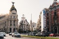 Gran Via and Alcala Street cross in Madrid