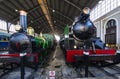 Interior carriages of the train compartment in the museum of the railway in Madrid.