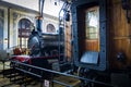 Interior carriages of the train compartment in the museum of the railway in Madrid. Royalty Free Stock Photo