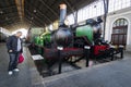 Interior carriages of the train compartment in the museum of the railway in Madrid. Royalty Free Stock Photo